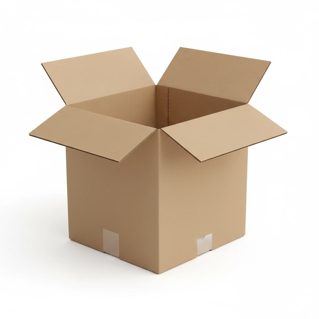 An open double wall cardboard box