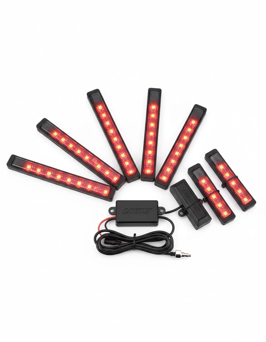 A set of LED indicator strips with wiring