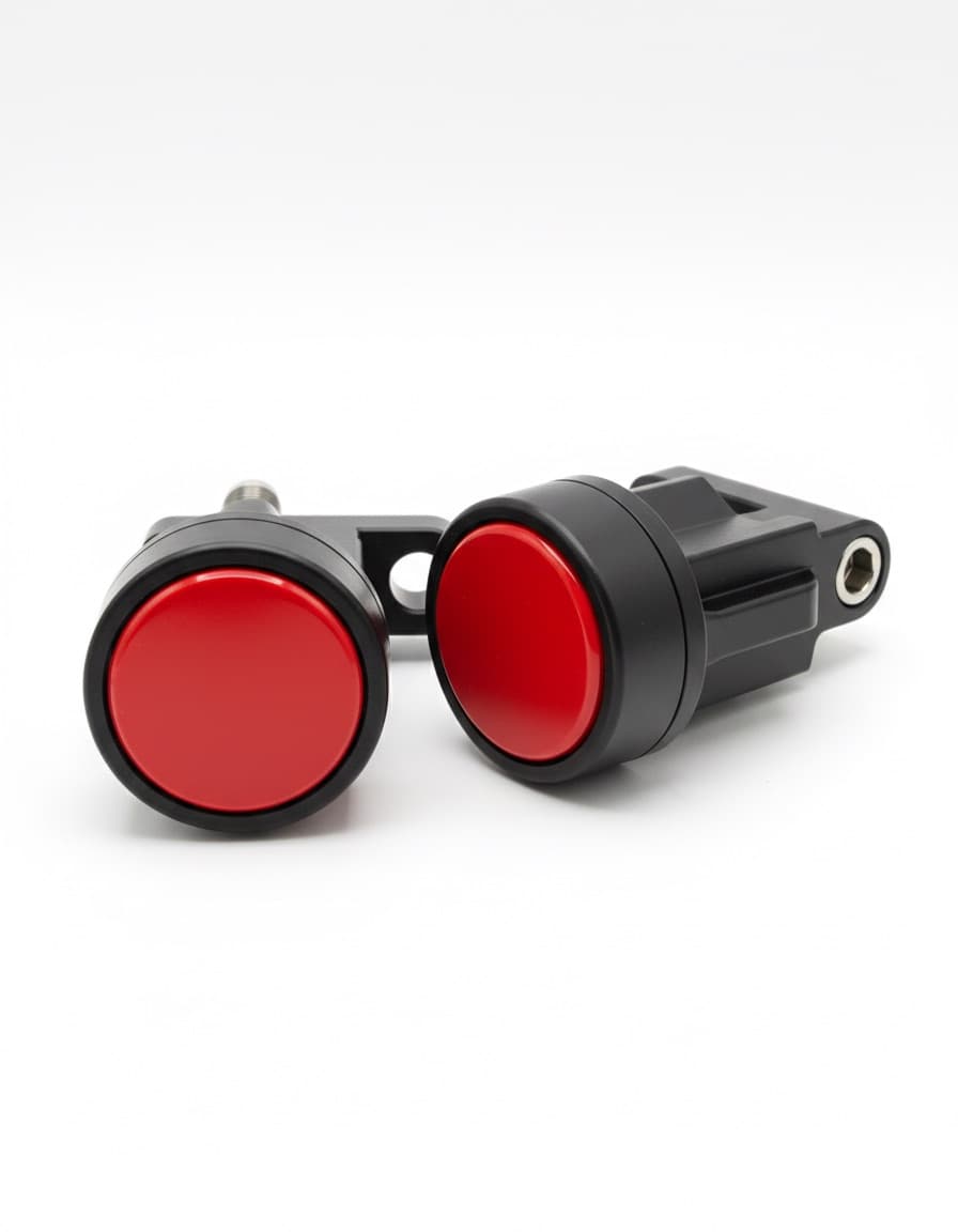 A pair of red anodised bar ends